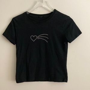 John Galt for Brandy Melville black Jamie Shooting Heart short sleeved tee